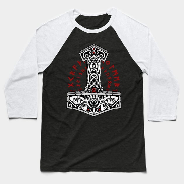 Mjolnir Hammer of God - Norse Mythology viking Baseball T-Shirt by biNutz